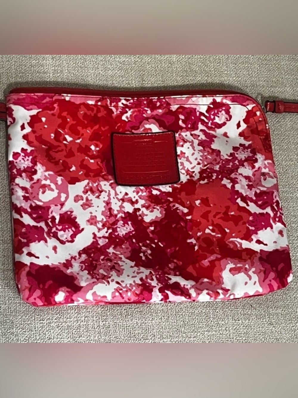 Coach Peyton Zip-Top Red and Pink Floral Accessory Pouch/Tote Insert, EUC